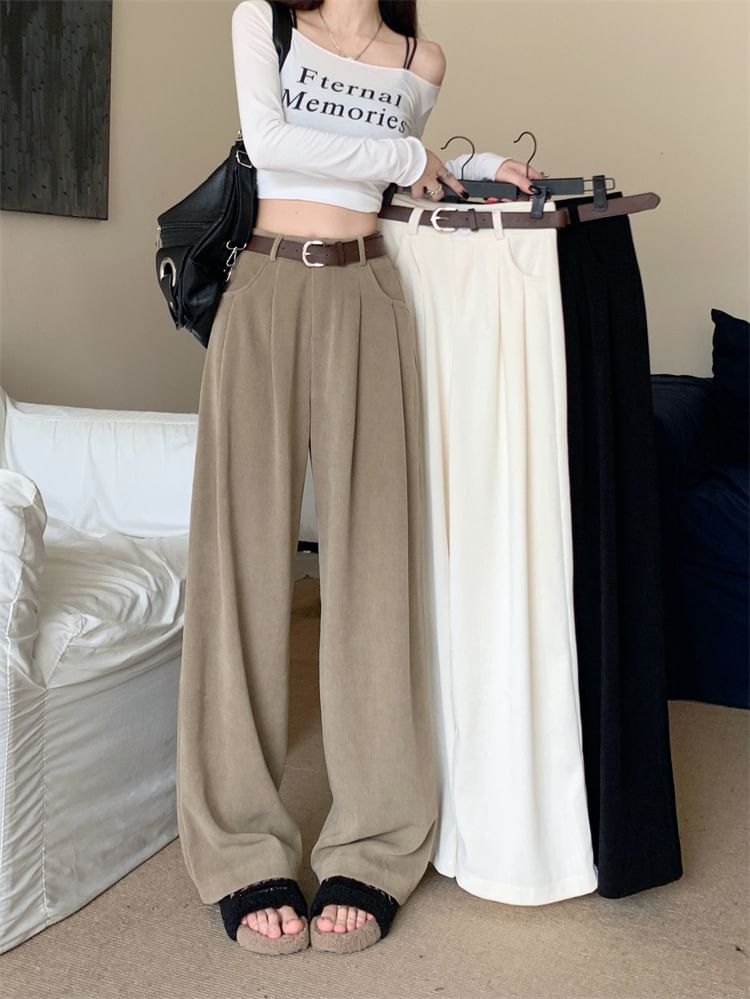 Ashlee - Corduroy broek met hoge taille en losse pasvorm