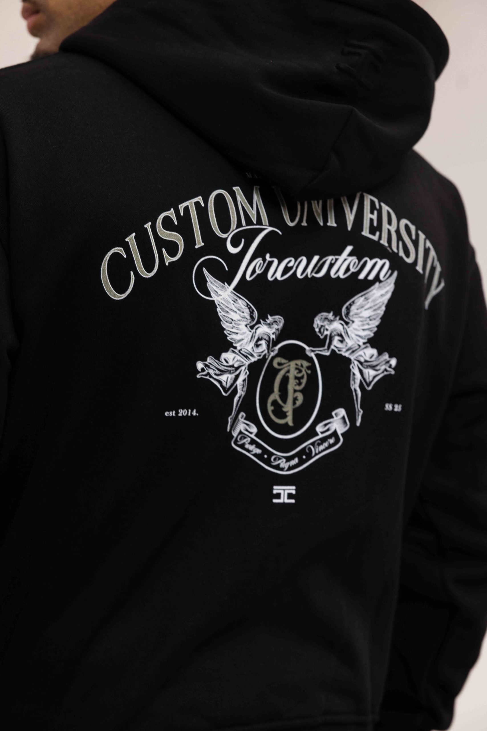 Jorcustom Fleece Custom University Zipped Hoodie Heren Zwart