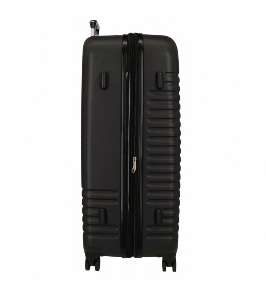 Jogo de malas Roll Road India Rgidas preto -40x55x20cm/48x70x27cm/55x80x29cm-