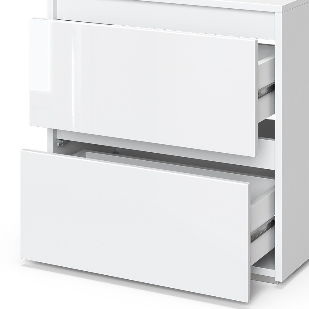 Vicco Waschtischunterschrank Waschbeckenunterschrank Majest Weiß Hochglanz modern 60x62 cm Badezimmer Schrank Badschrank Badkommode Badmöbel 2 Schubladen