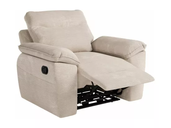 Fauteuil de relaxation manuel Ross en velours côtelé - Beige - L101 x P100 x H102cm - Loungitude