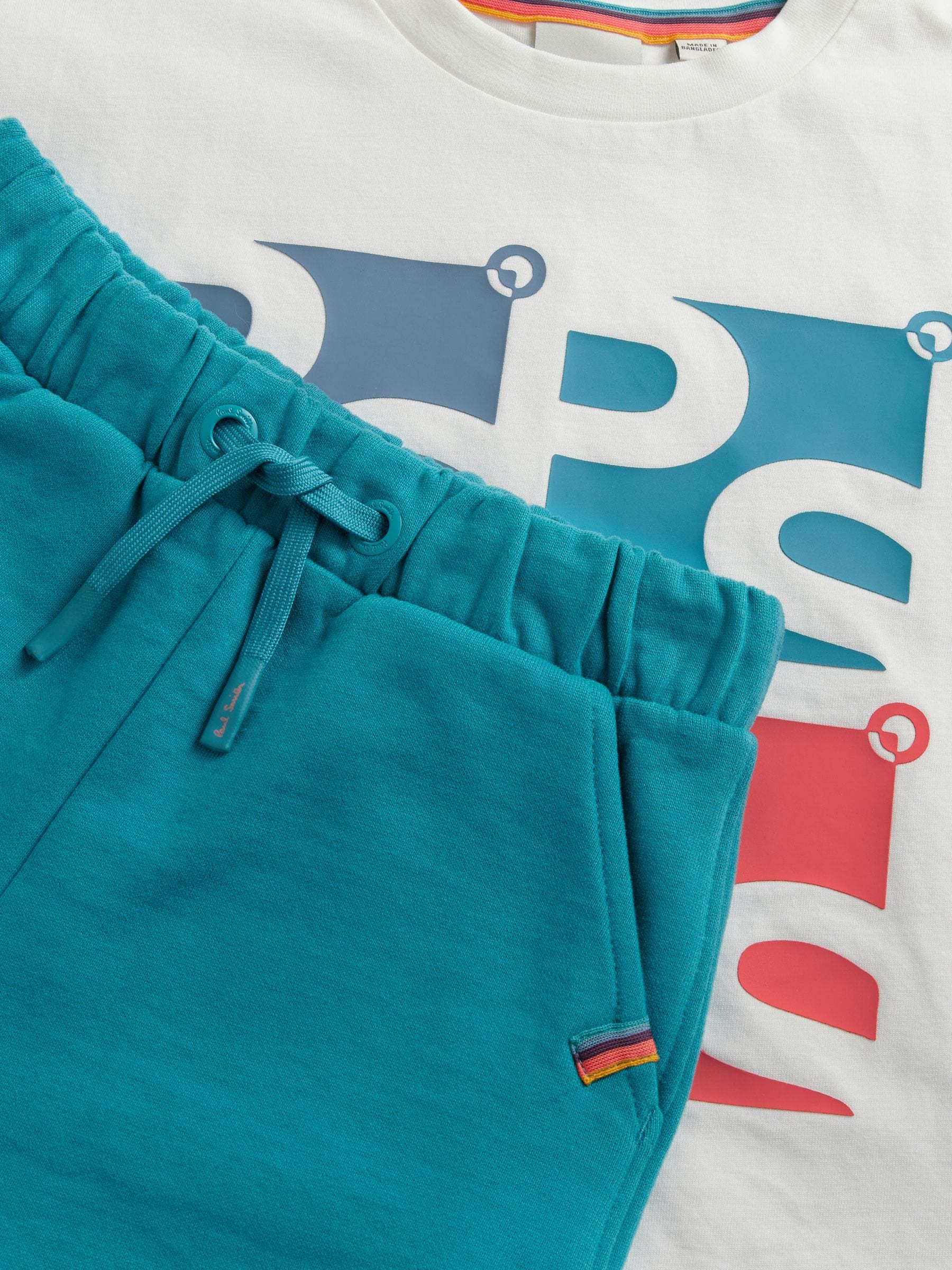 Wit - Paul Smith Junior set van top en shorts voor jongens
