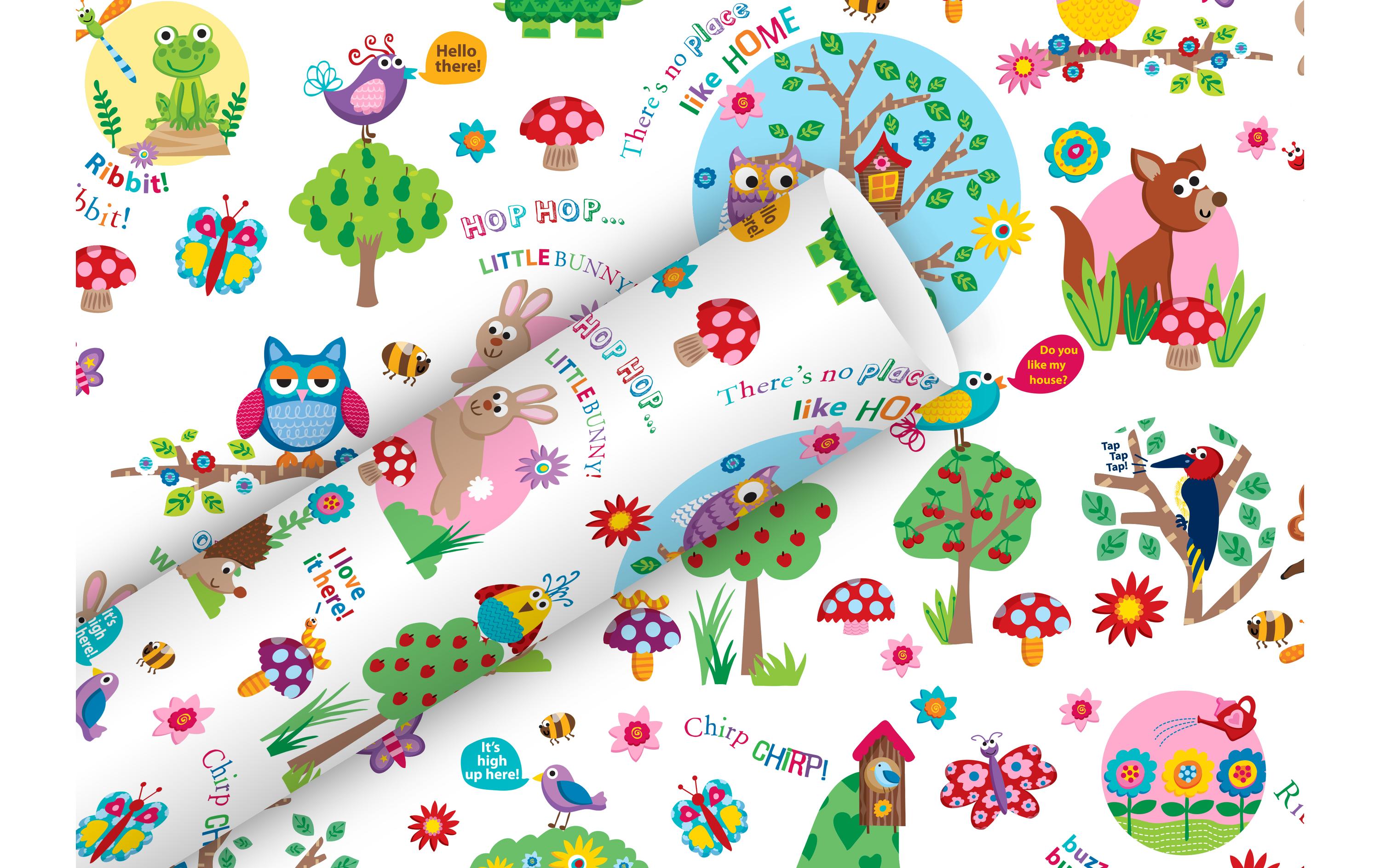 Geschenkpapier Funny Forest 2 m x 70 cmPapierrolle zum Einpacken von Geschenken