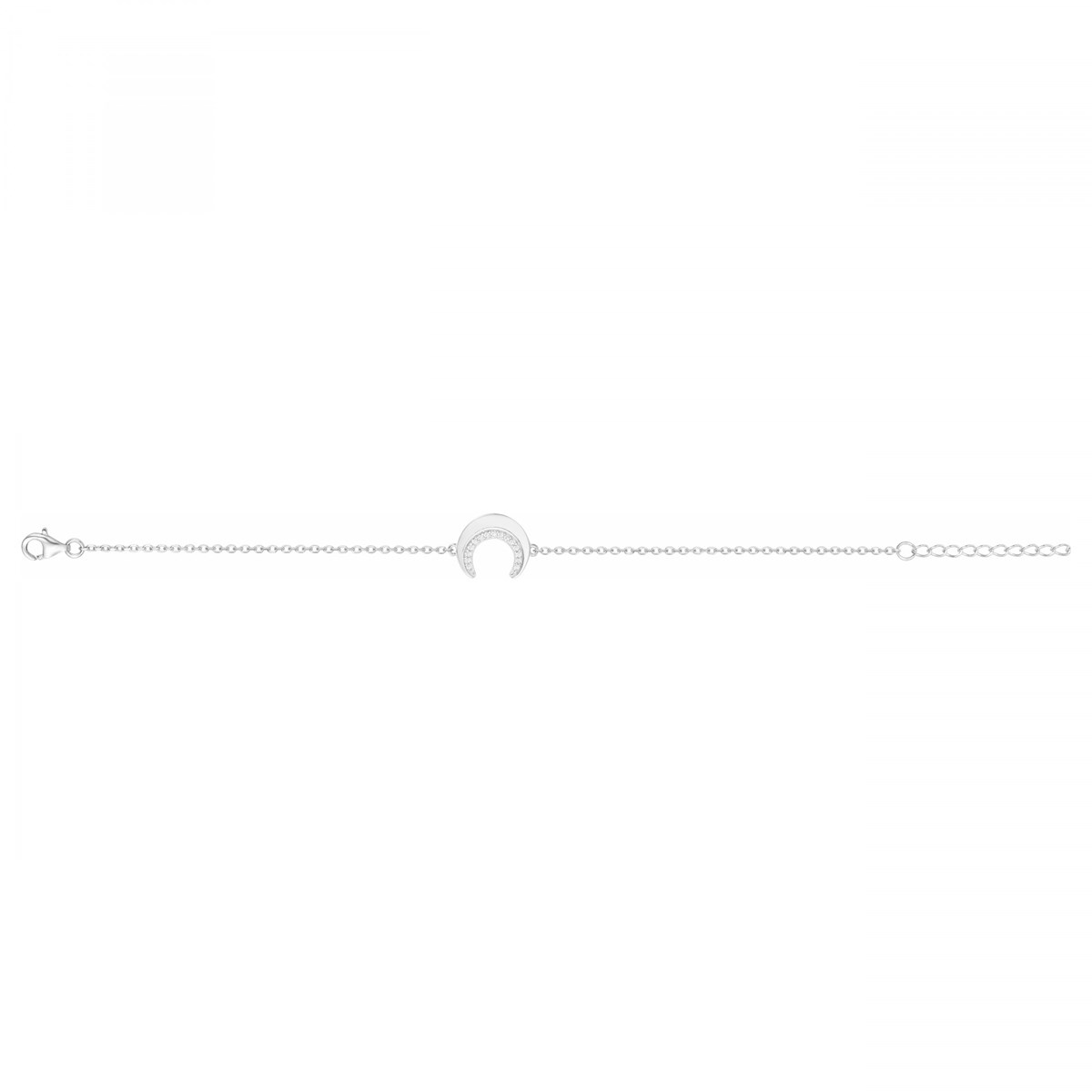 Bracelet souple mono-motif en Argent avec oxyde de zirconium blanc