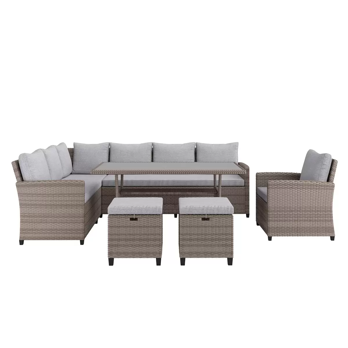 Beldano Loungegarnitur Porto new 5-teilig links braun,grau
