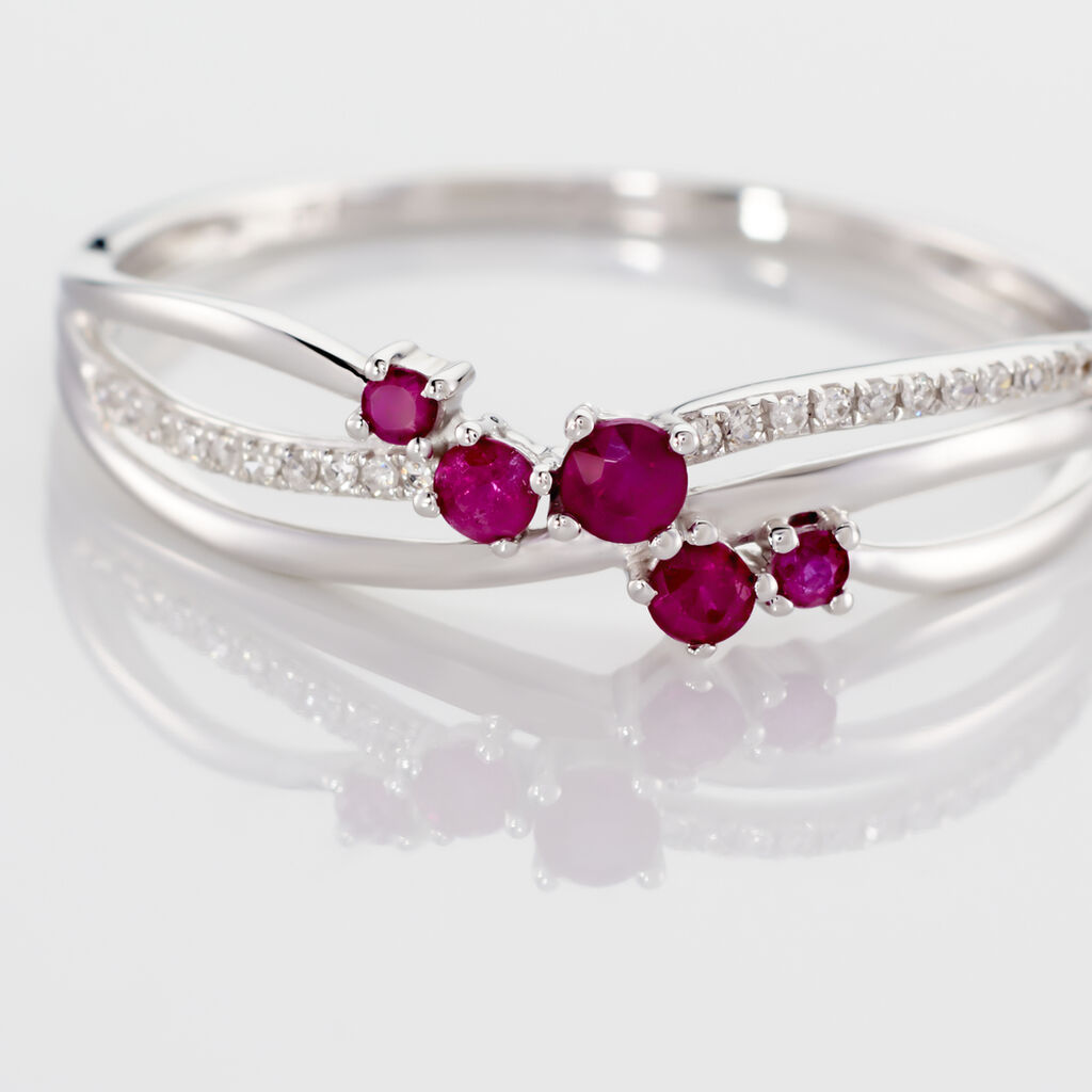 Bague Amarylis Or Blanc Rubis Diamant