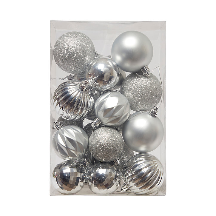 Assortiment de 20 boules de noel couleur argent
