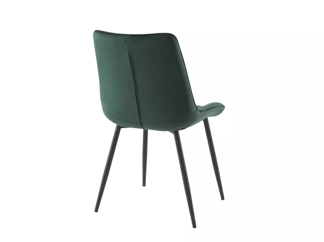 Lot de 2 chaises matelassées - Velours et métal noir - Vert - OLLUA
