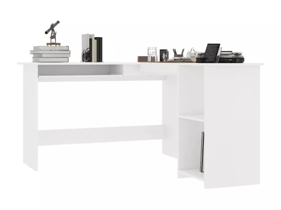 Bureau d'angle en forme de L Blanc 120x140x75 cm