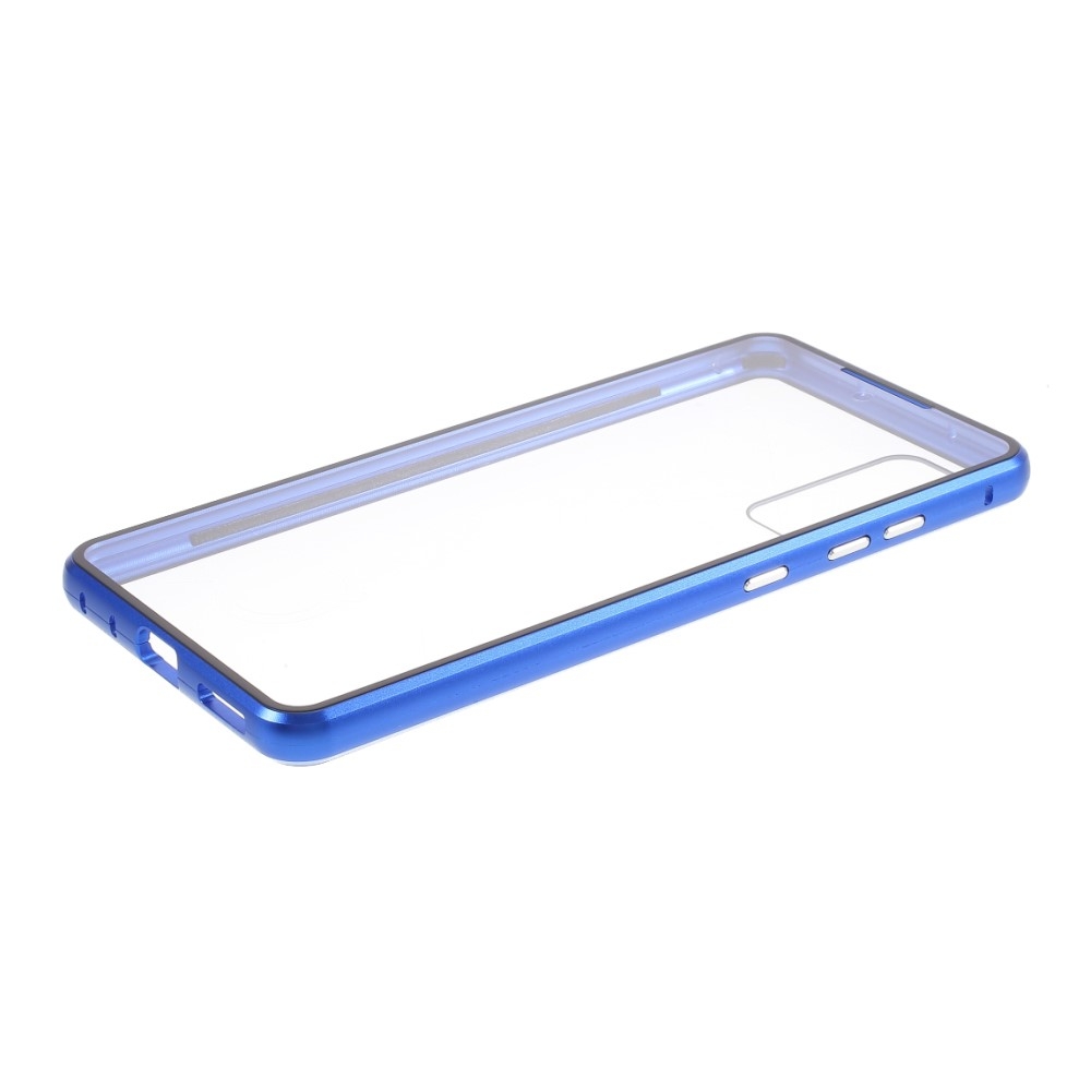 Samsung Galaxy S20 FE / S20 FE 5G Magnetische Alu Schutzhülle mit Panzer Glas Backcover   Displayschutz (Magnet-Technologie) - Blau