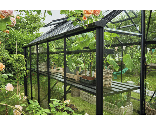 Halls Burford 610 kas, 3 mm veiligheidsglas met fundering, 317x194 cm, zwart