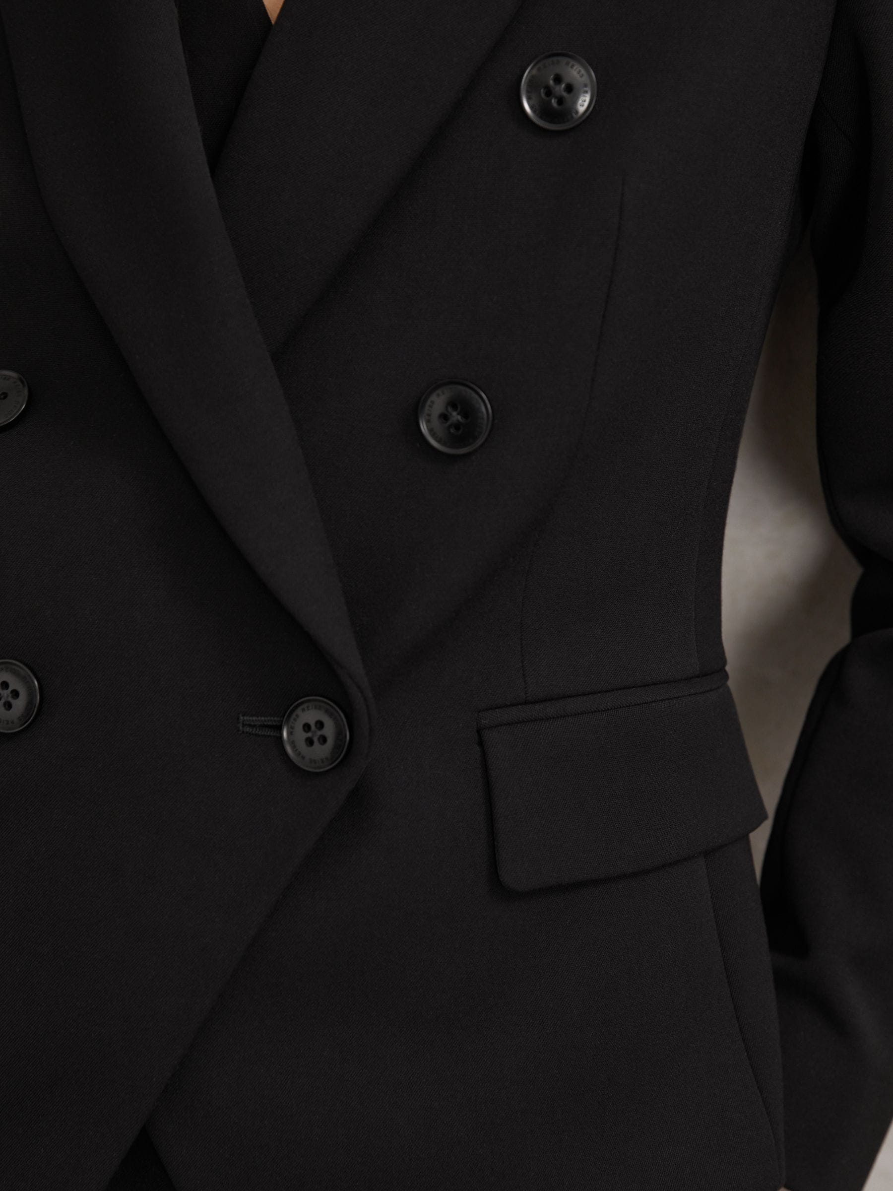 Zwart - Reiss Gabi Double-Breasted Suit Blazer