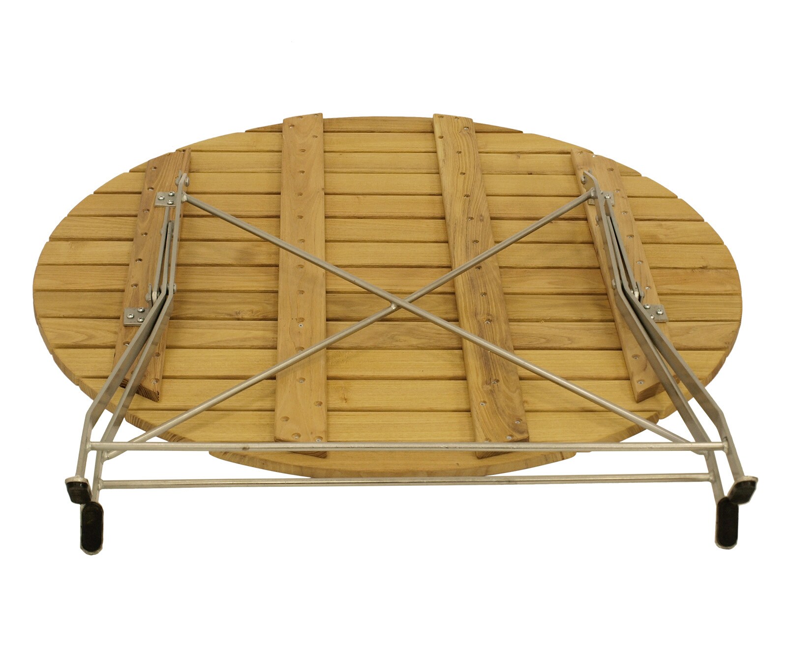 DEGAMO Kurgarten - Garnitur BAD TÖLZ 5-teilig (4x Armlehnensessel, 1x Tisch 100cm rund), Flachstahl verzinkt + Robinie, klappbar