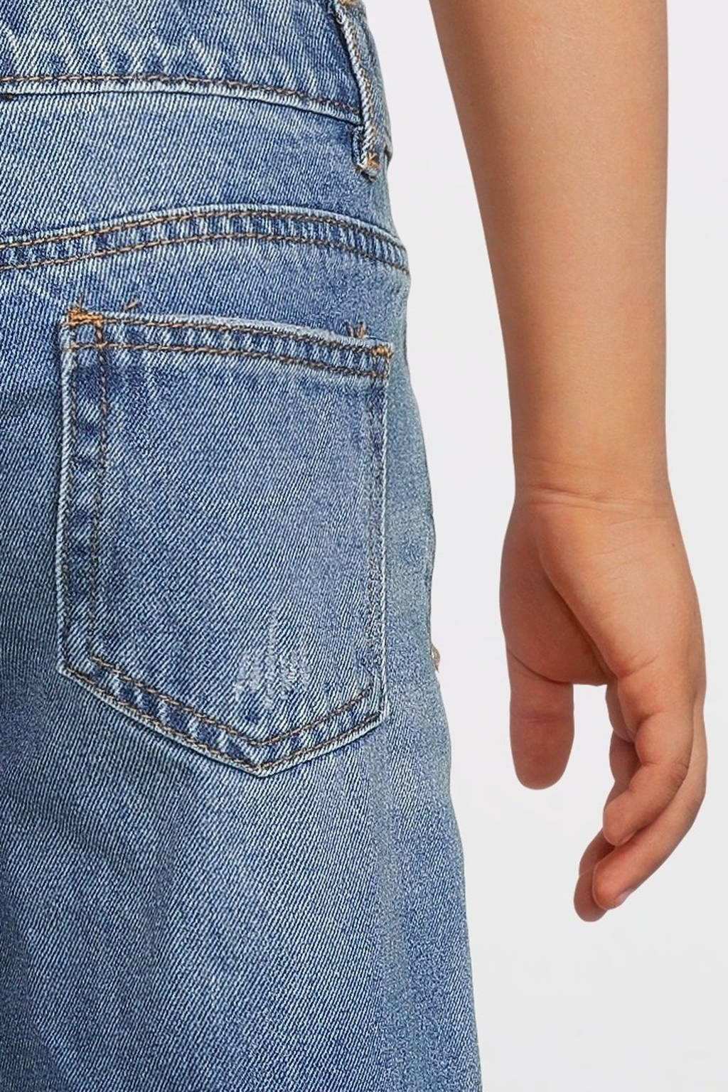NAME IT high waist straight leg jeans NKFROSE met all over print medium blue denim