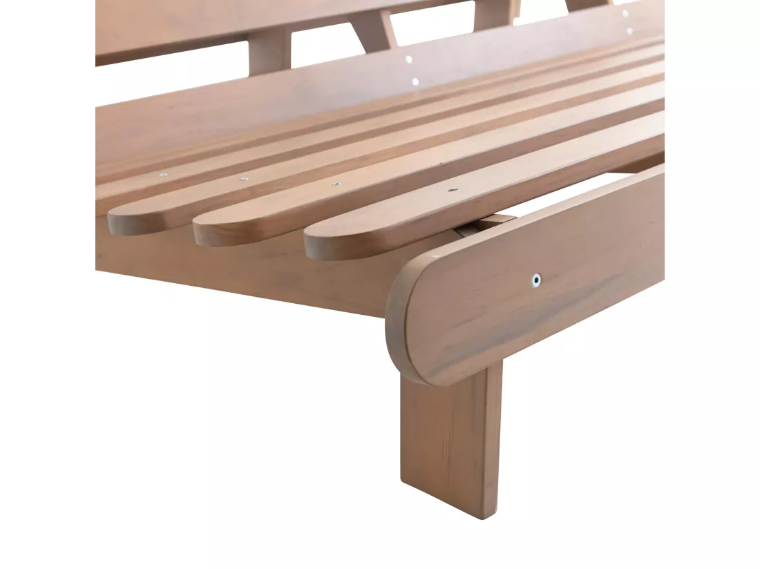 Ensemble matelas futon en coton et structure en bois massif taupe 160x200 Ecru