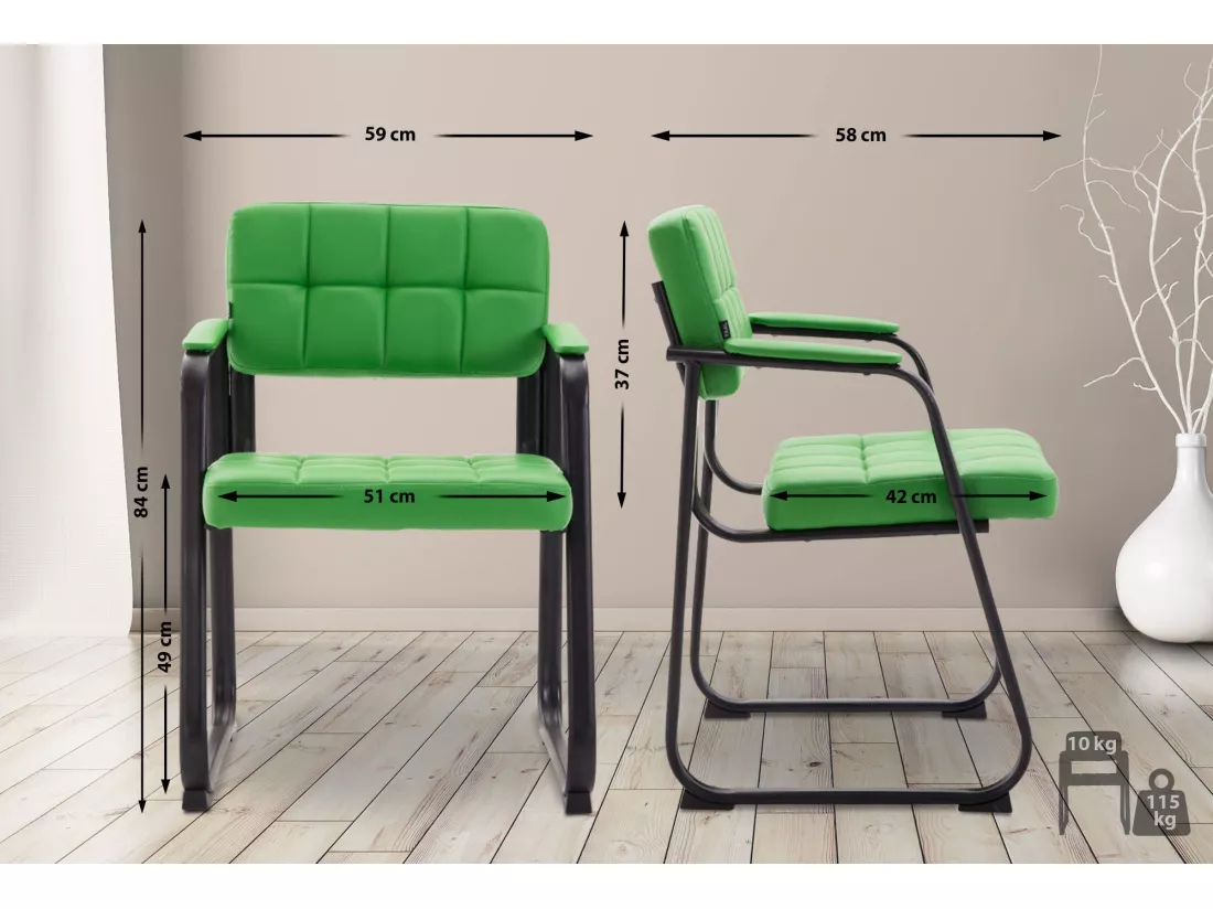 Chaise gondole - Similicuir & Métal noir mat - Vert - Canada B