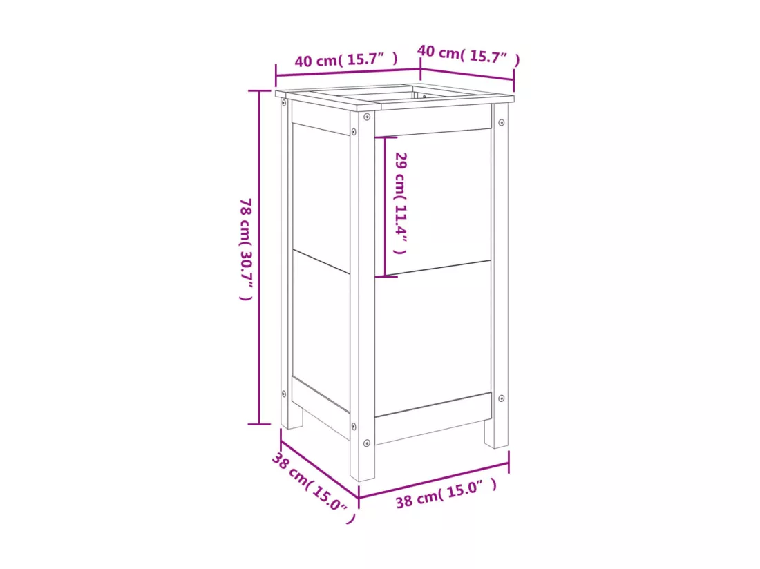 Jardinière bac lit surélevé bois marron 40 x 40 x 78 cm 02_0037580