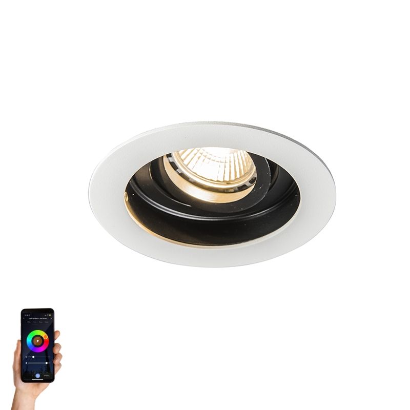 Smart inbouwspot wit met staal incl. Wifi GU10 - Rondoo