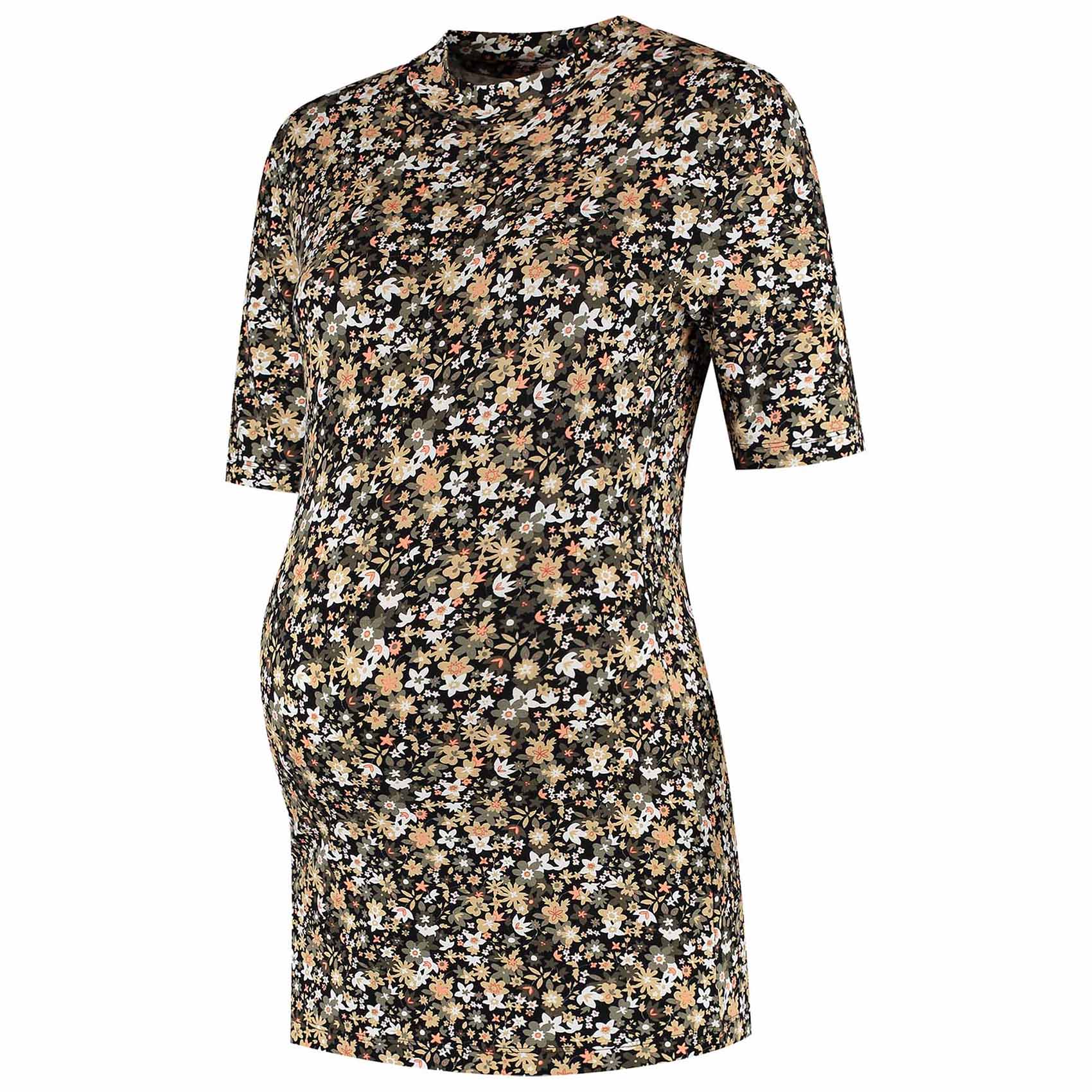 Prénatal zwangerschapsshirt korte mouwen bloemen multi