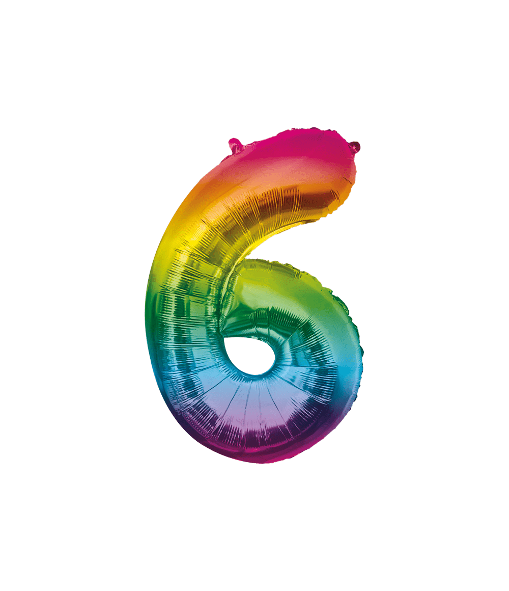 6 Jaar Helium Ballon Regenboog Leeg 86cm