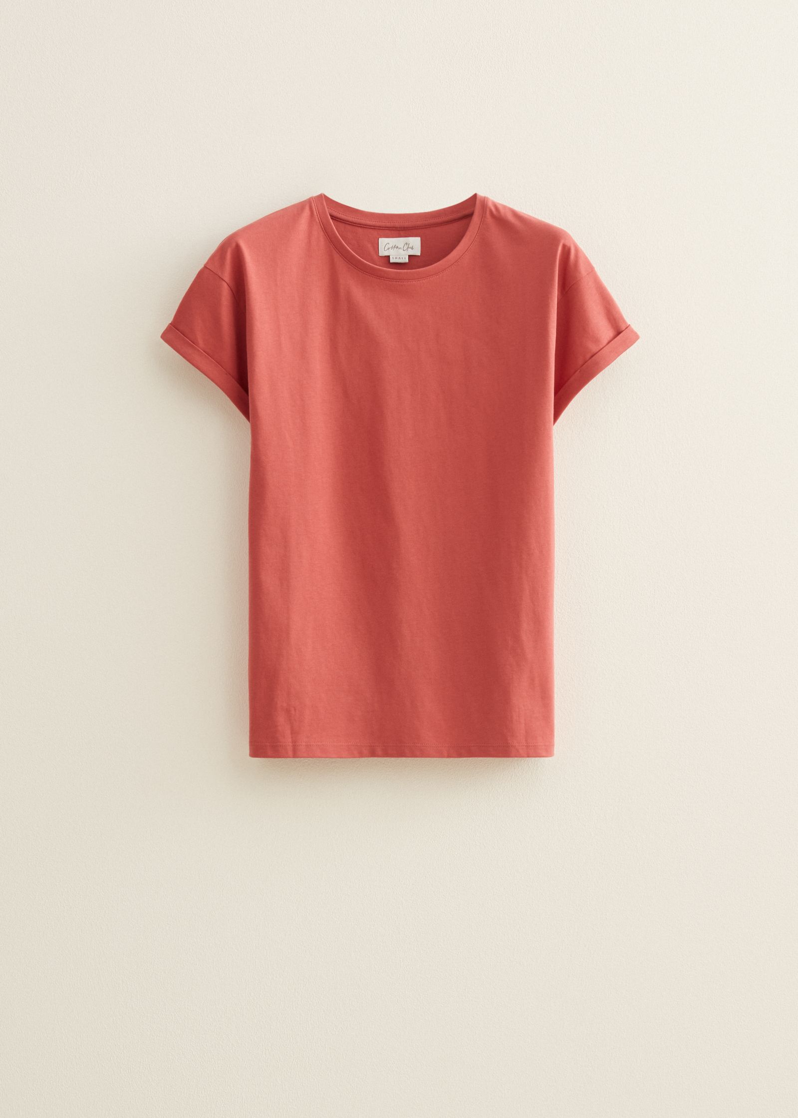 Basic T-shirt met opgerolde mouw