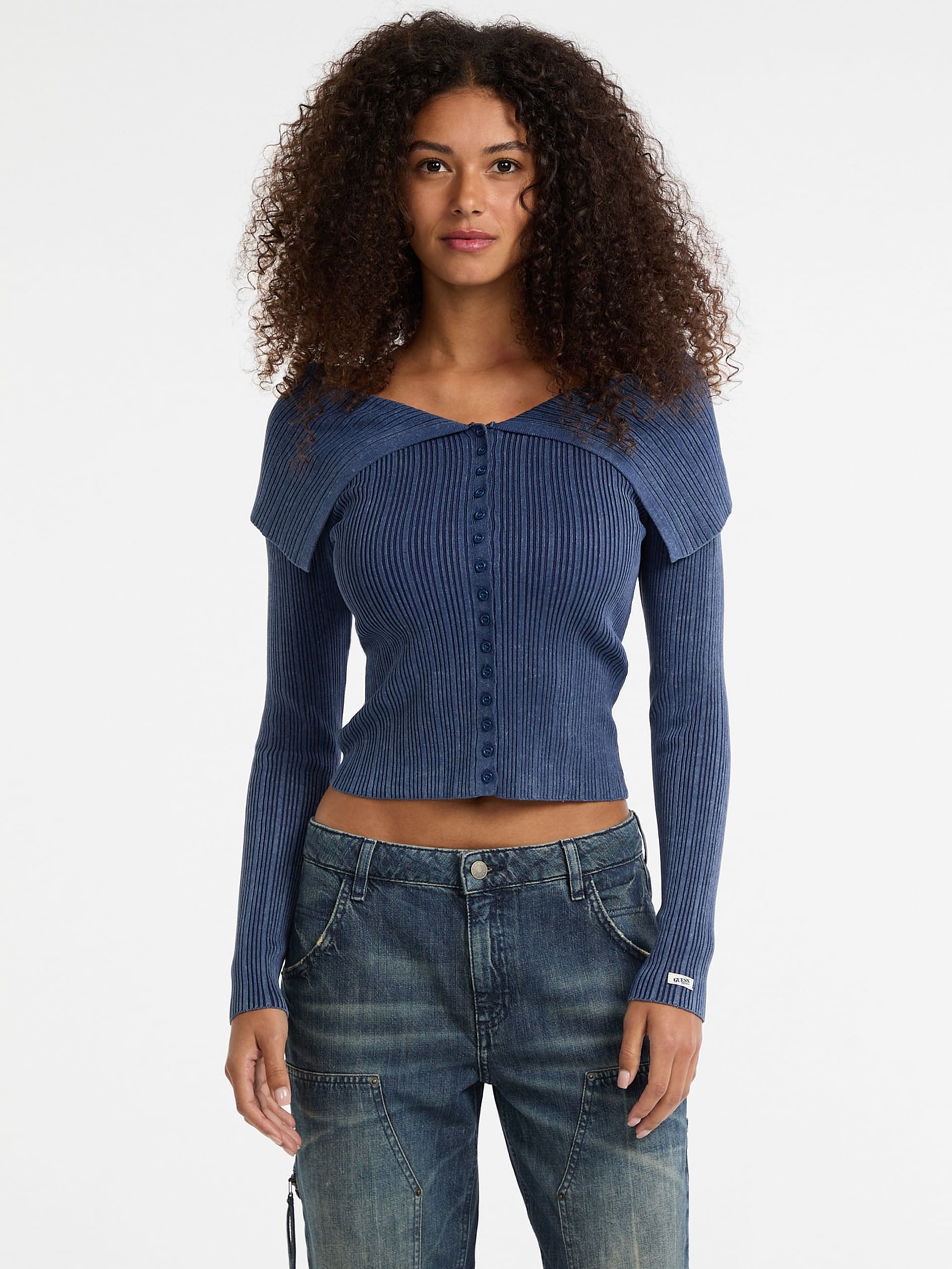 Cardigã dobrável canelado GUESS Originals