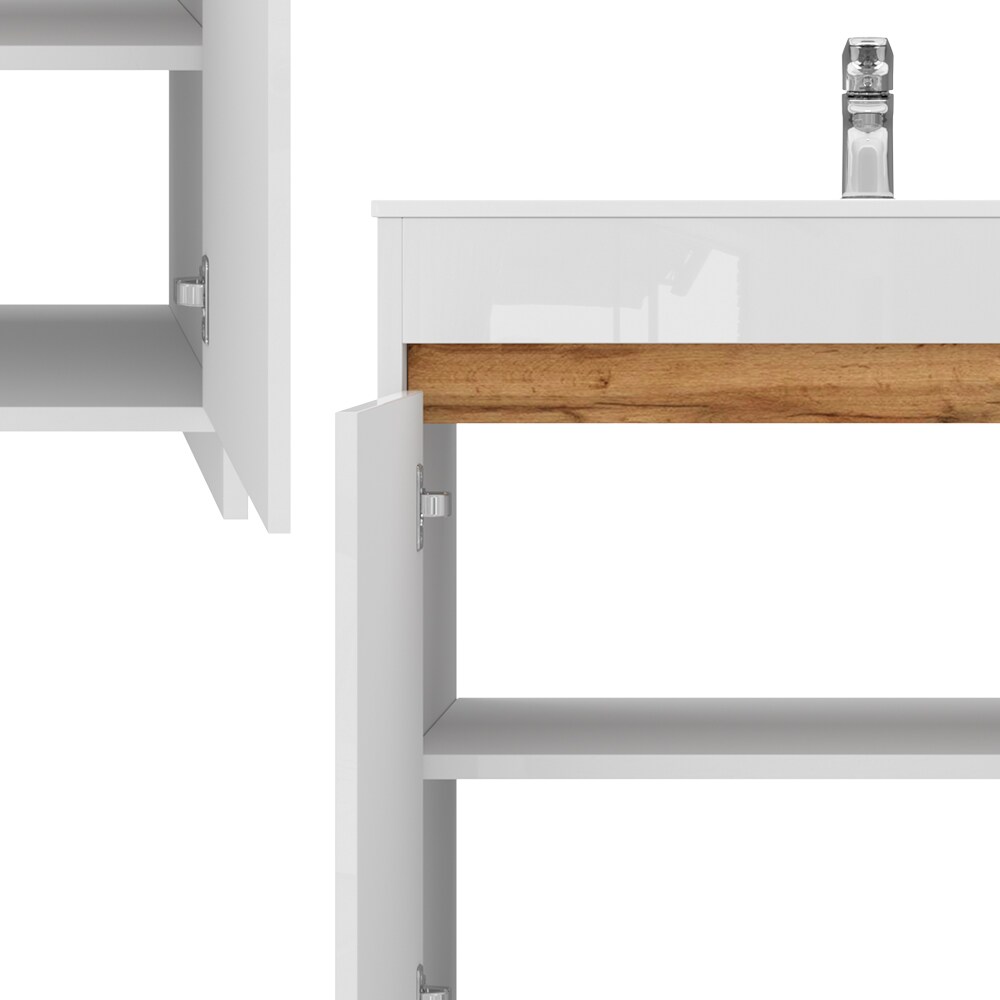 Vicco Waschbecken mit Unterschrank Lemgo 80 cm breit, Waschtisch stehend Weiß