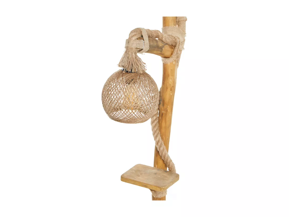 Lampadaire en bois et cordes avec rebord ALEX