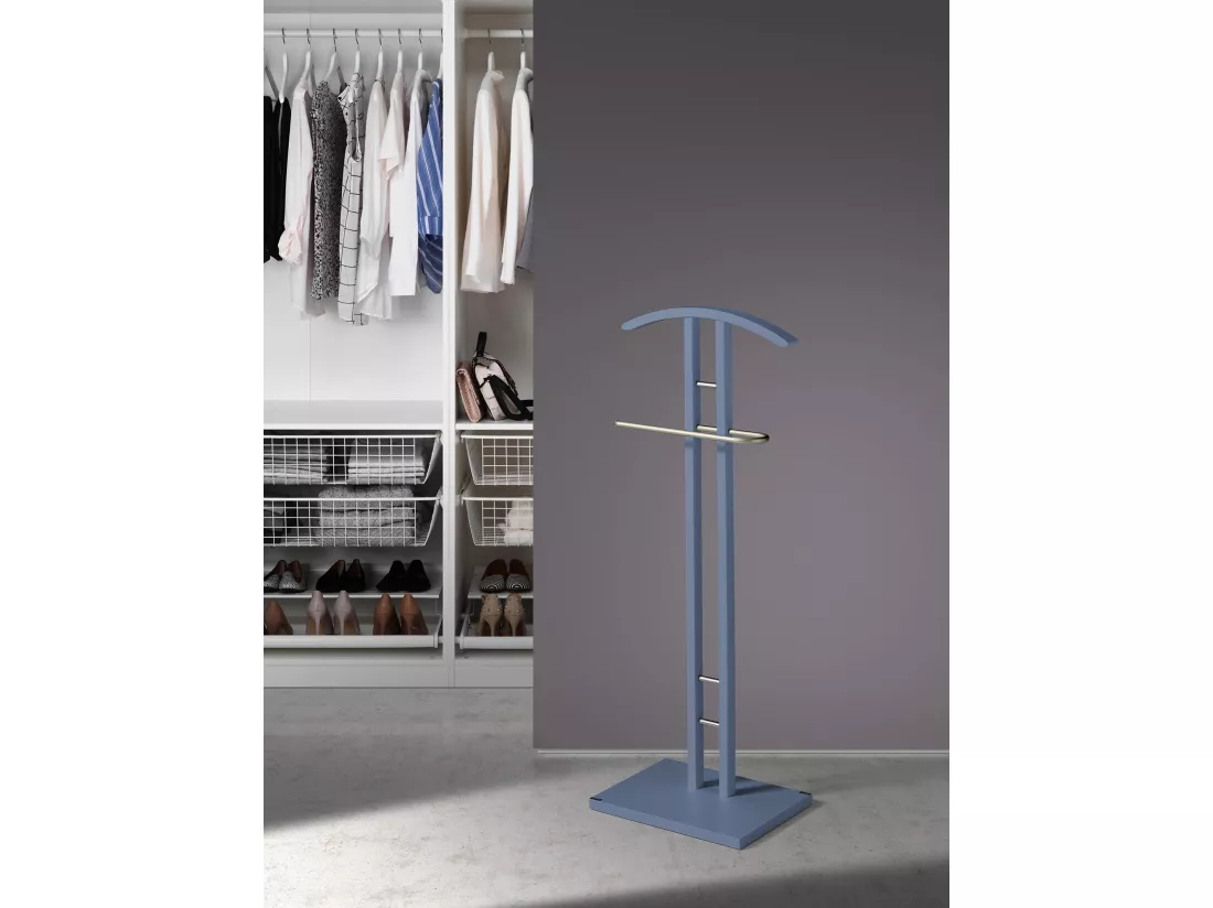 Valet de nuit - H111cm x L46cm x P28cm - hêtre massif bleu - Chicago