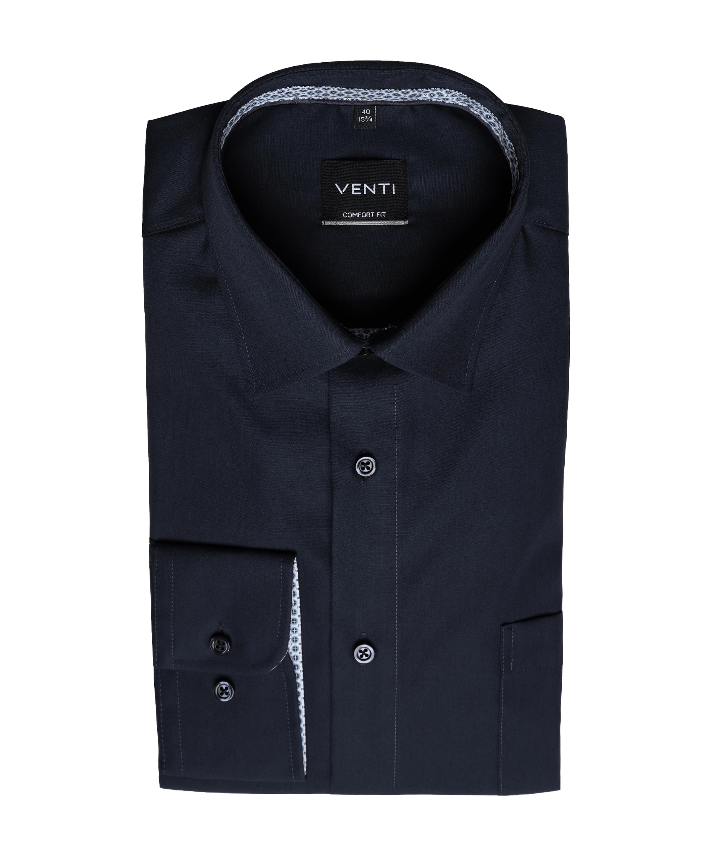 Venti Heren overhemd lange mouw blauw