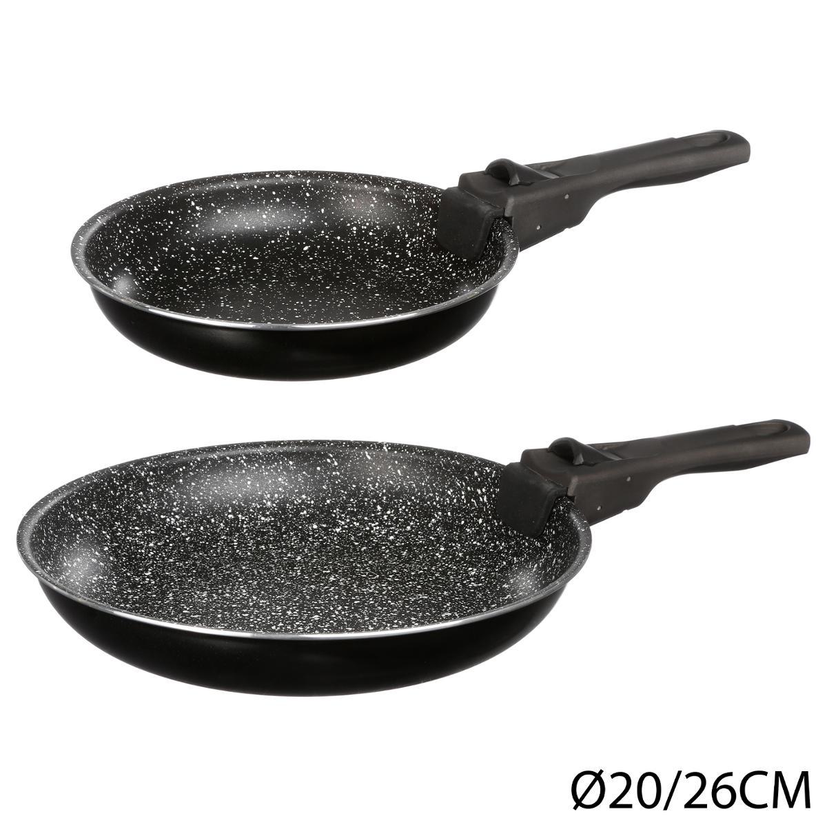 SET 2 POELES PIERRE AVEC POIGNEES 20CM ET 26CM