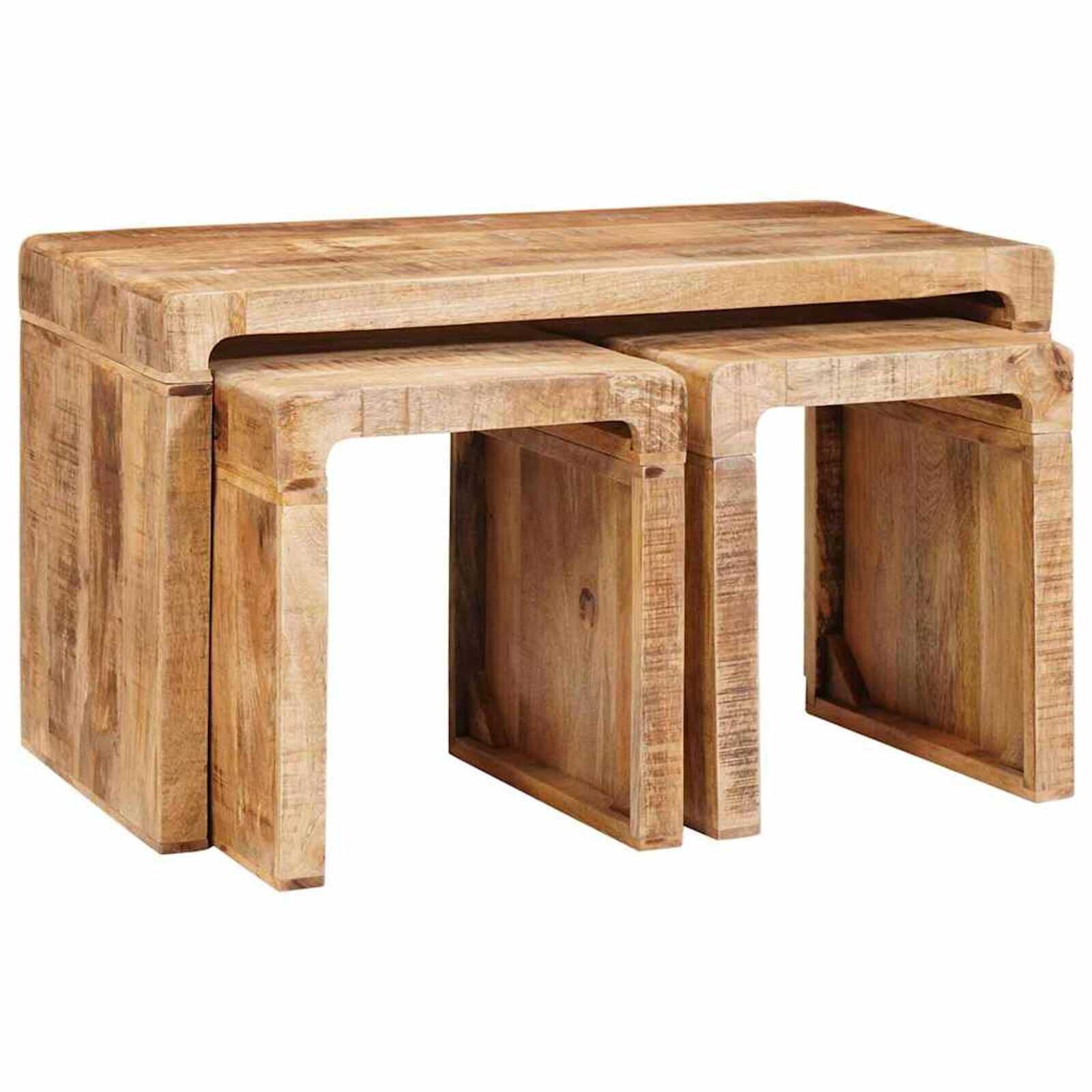 vidaXL 3-delige nesttafel massief mangohout