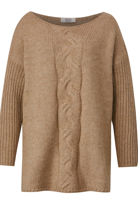 Pullover, oversized, Zopfmuster, U-Boot-Ausschnitt, Langarm