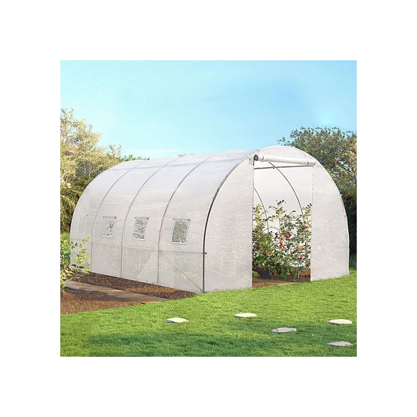 Serre tunnel de jardin 12M² blanche gamme maraîchère ZEBRA 4x3M