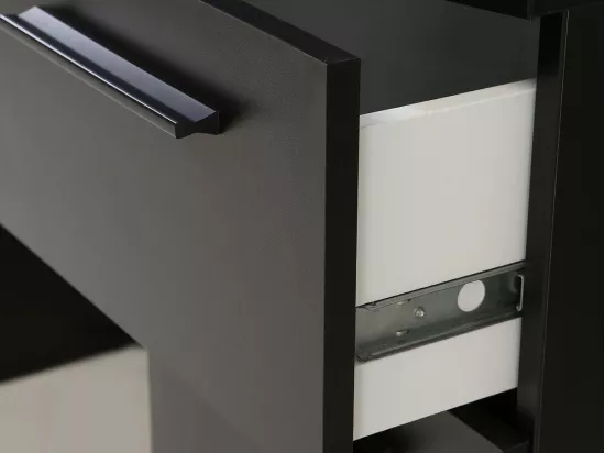 Bureau de gaming York 100, Avec des portes|Avec tiroirs, 76x140x65cm, Noir mat
