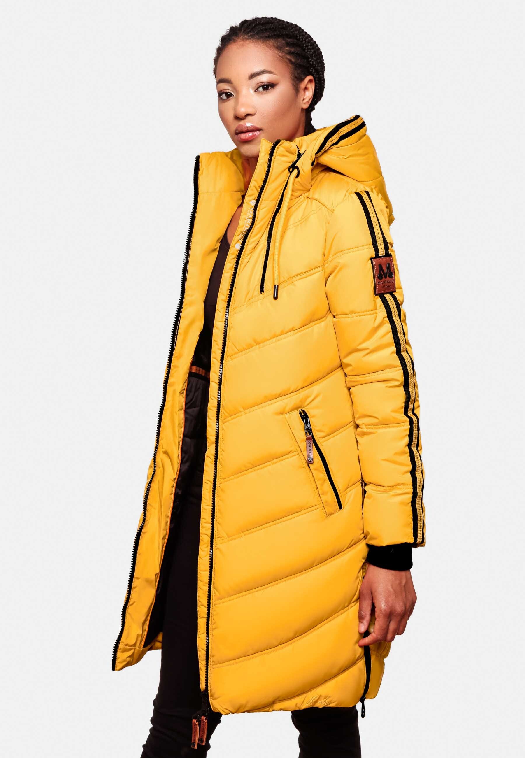 MARIKOO Damen Modischer Wintermantel Winter Steppmantel mit Kapuze Armasaa