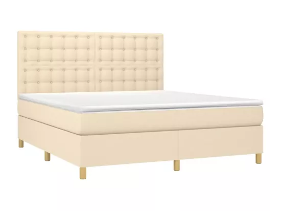 Sommier tapissier avec matelas et LED Crème 180x200 cm Tissu