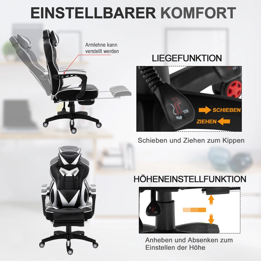 Vinsetto Gamingstuhl mit Liegefunktion schwarzrot