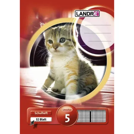 Landré Schulheft Tiermotiv A5, liniert, Liniatur 5, 32 Blatt, sortiert