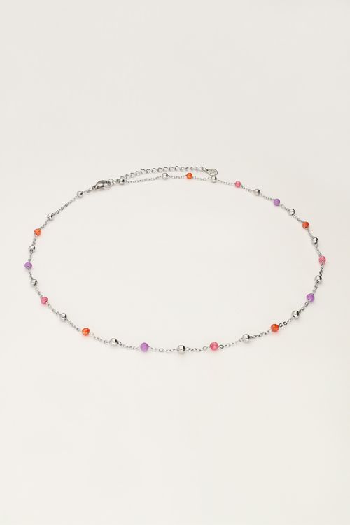 Ketting met roze en paarse kralen
