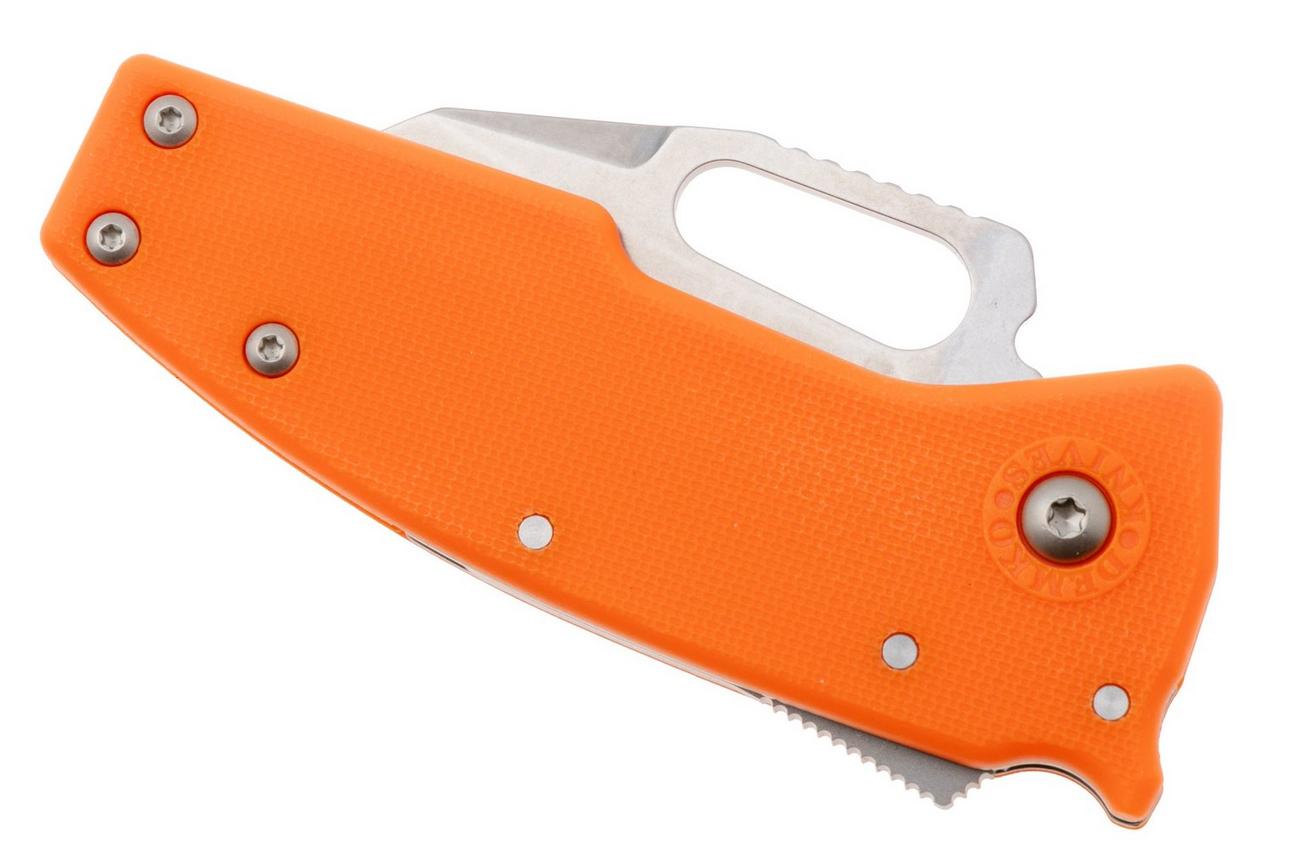 Demko Nano-Shark, NANO-10A-ORANGE GRN-SF, Stonewashed AUS-10A Shark Foot, Orange GRN zakmes