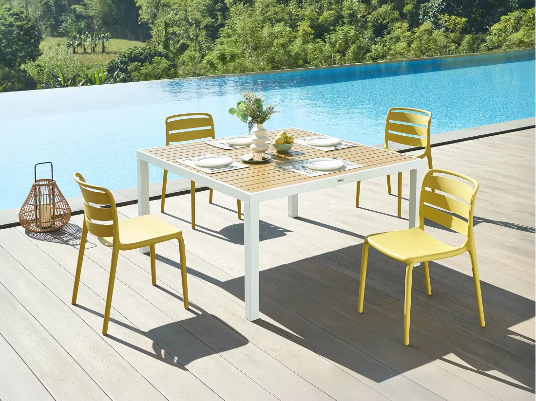 Lot de 2 chaises de jardin empilables en polypropylène - Jaune - MOAH de MYLIA