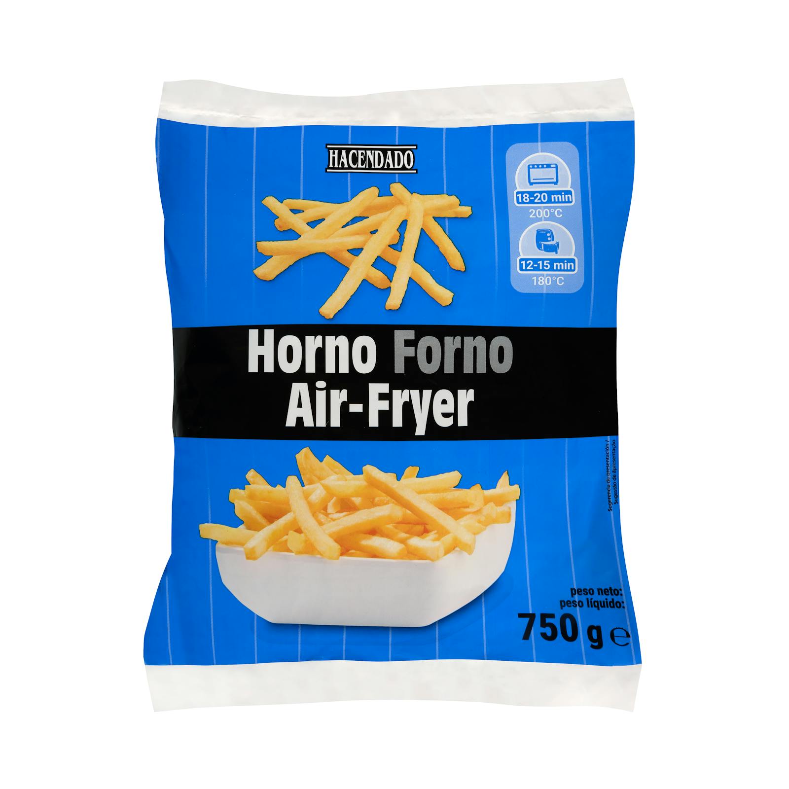 Pommes de terre frites au four et à la friteuse à air Hacendado, ultra-surgelées