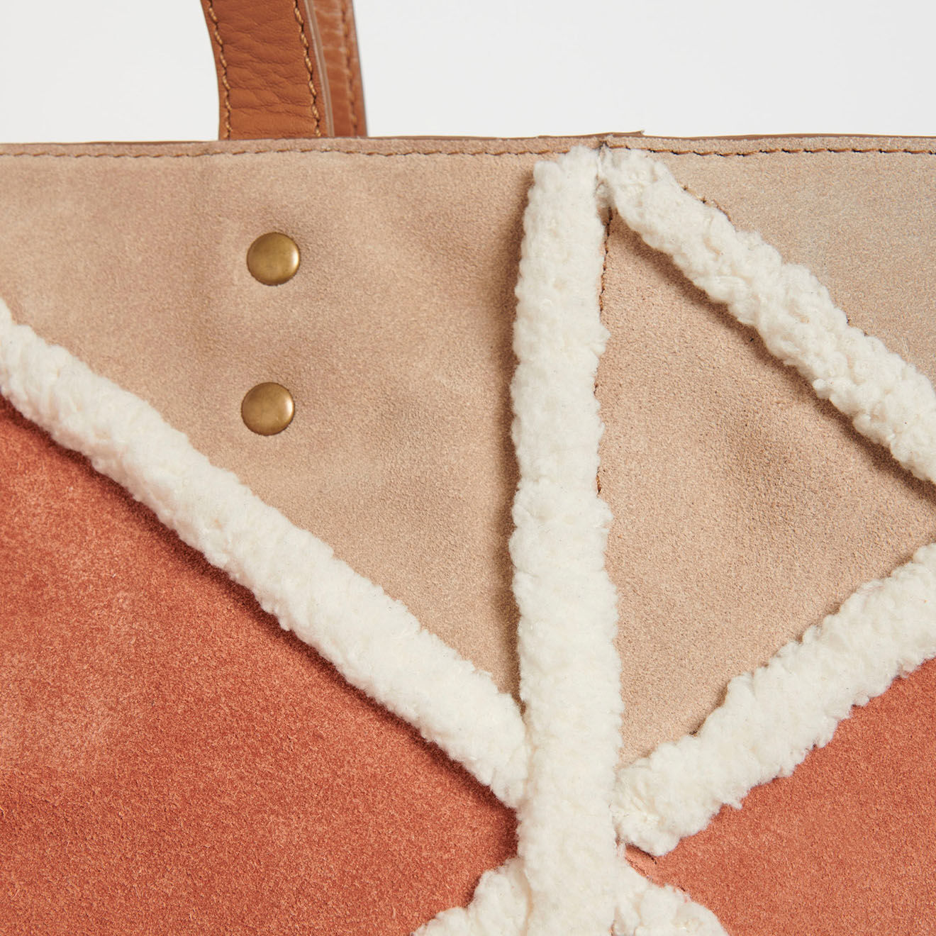 Caroll Sac en Velours de Cuir Patchie marron/beige - 50x30x12 cm