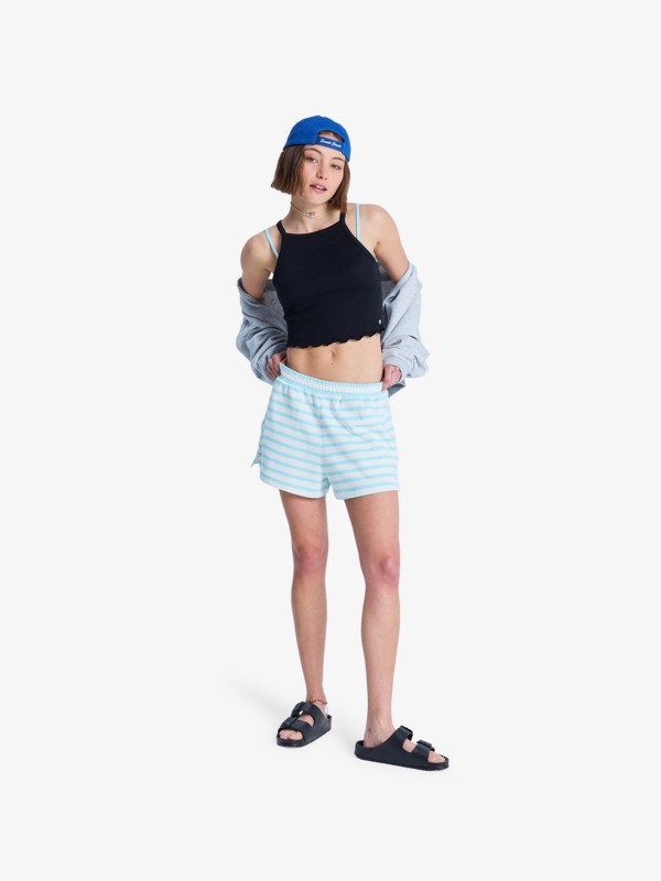 Perfect Stripe Short en molleton Bleu Femme