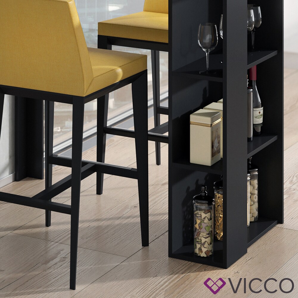 VICCO Bartisch NOEL Tresentisch Schwarz Ablagefächer 120 x 105,6 x 60 cm