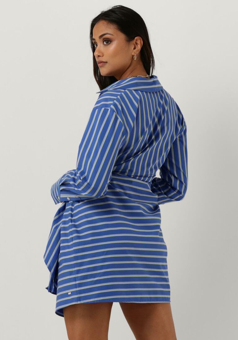 TOMMY HILFIGER blauwe tommy hilfiger mini jurk co stripe short wrap shirt dress