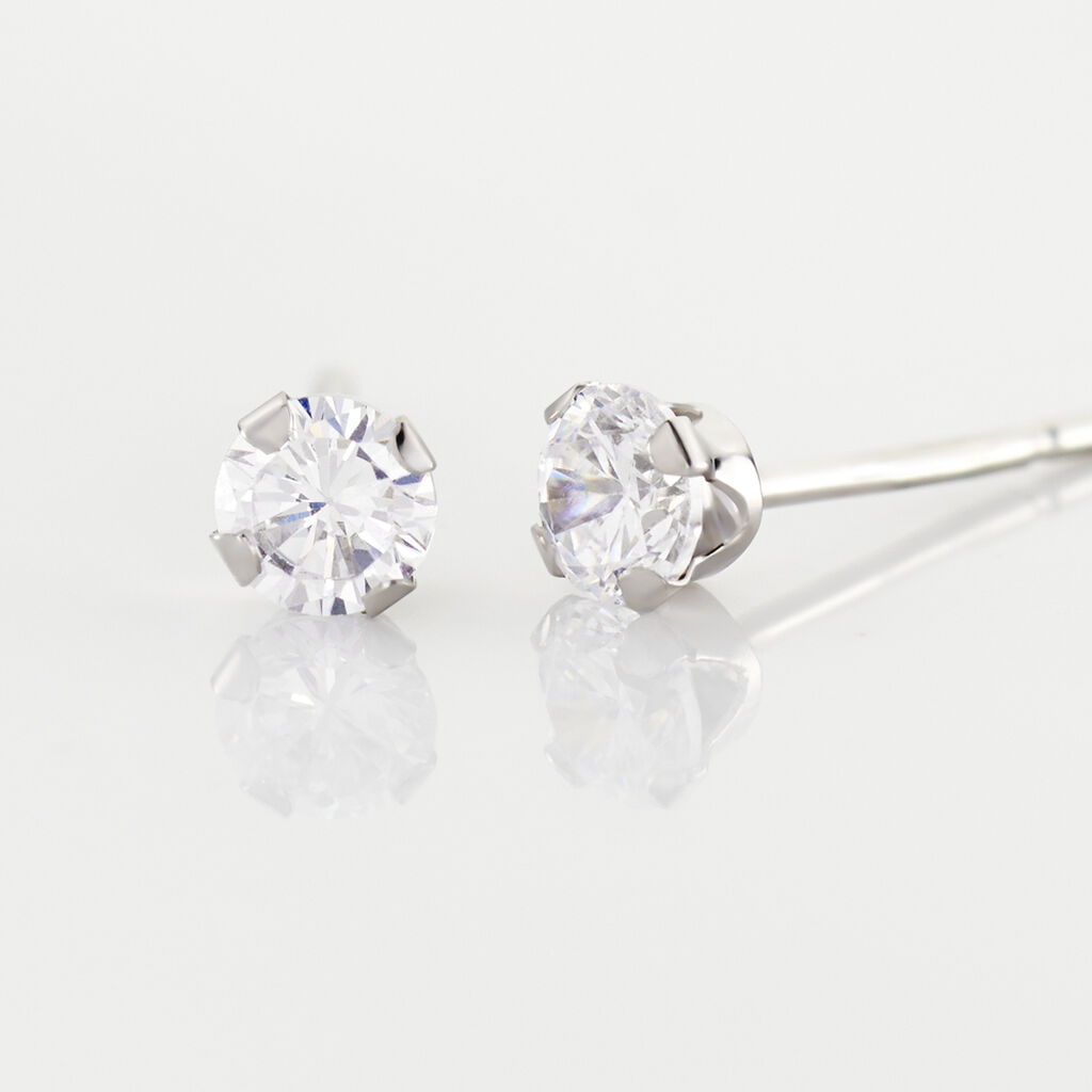 Boucles D'oreilles Puces Eddie Or Blanc Oxyde De Zirconium