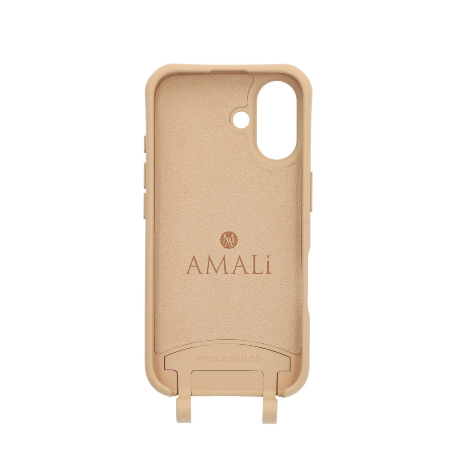 iPhone 16 Handy Hülle Elegantes Case mit abnehmbarem Necklace Adapter - Nude / Silver