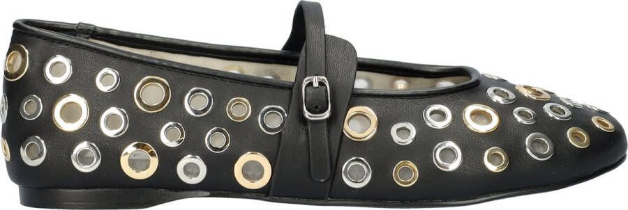 Steve Madden ballerina's met eyelets zwart zilver goud